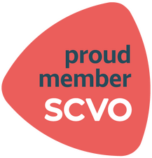 Red badge reading "Proud member SCVO"